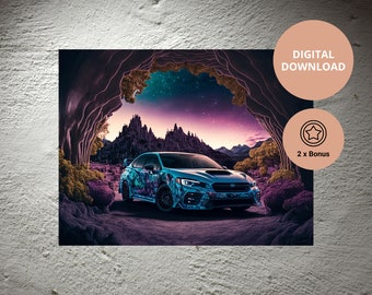 Subaru WRX Reproduction, Subaru Poster Print, AI Generated, Cars Wall Art, Subaru Poster, Subaru Print, AI Art, DIgital Download, 1 L