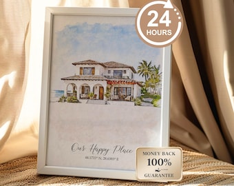 Personalized House Portrait - Our First Home Print, Housewarming Gift, Digital Download, Ready in 24h
