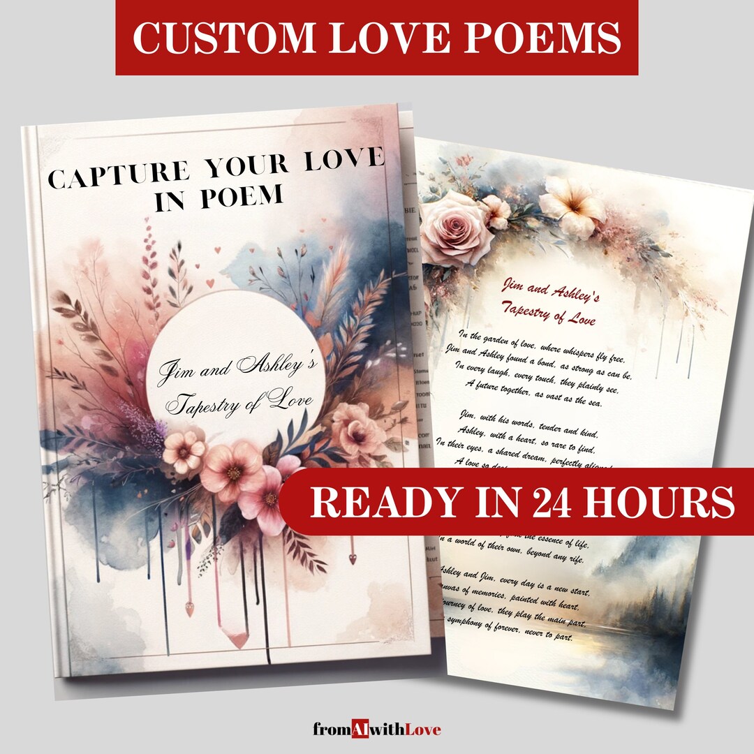 Personalized Love Poem With Custom Names Romantic Verse for Couples, Standalone or Watercolor ...
