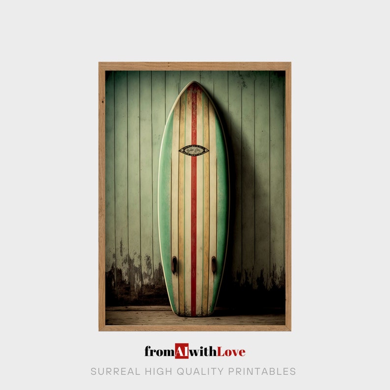 Vintage Surfboard Wall Art SET AI Generated Printable Wall Etsy