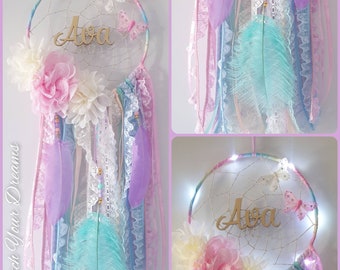 Personalised Hand Made Dream Catchers| Pastel Theme| Butterflies| Girls Decor | Wall Hanging