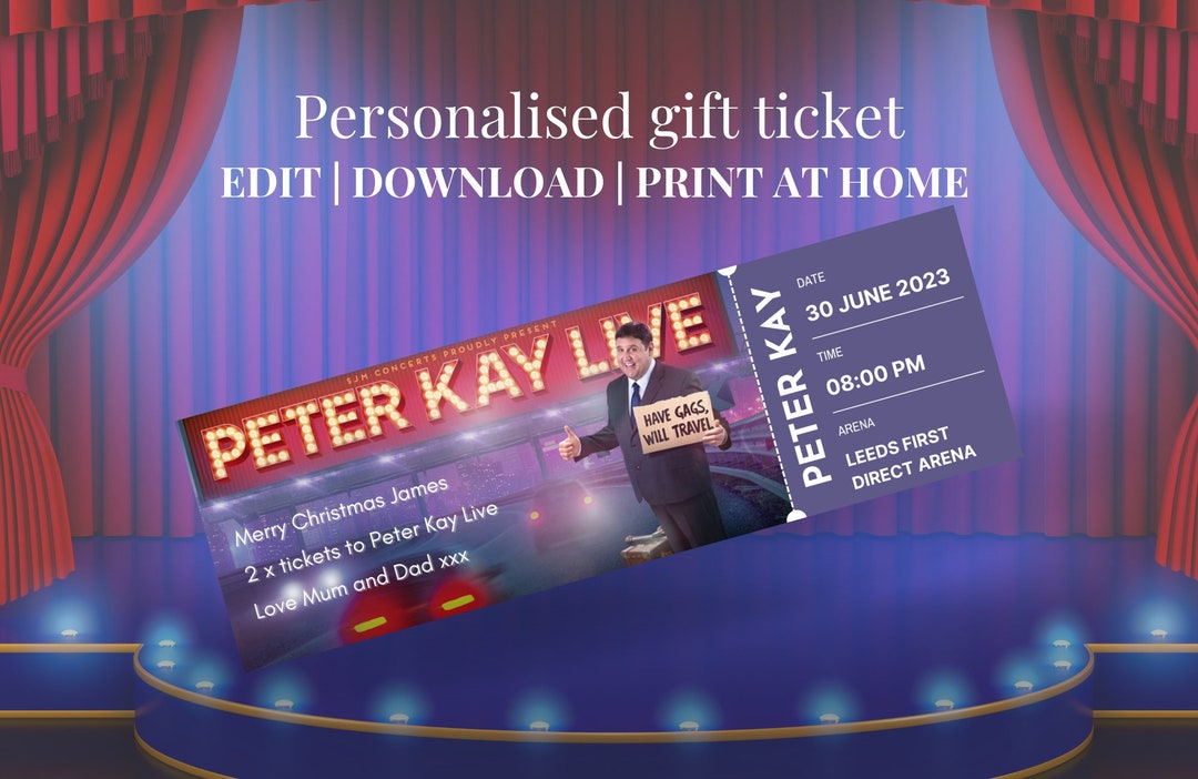 Peter Kay Ticket Gift Print at Home Personisable Arena Etsy UK