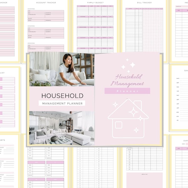 Household management planner, Printable home management, Household organizer, Household binder, Decluttering and Cleaning Planner, Schedule