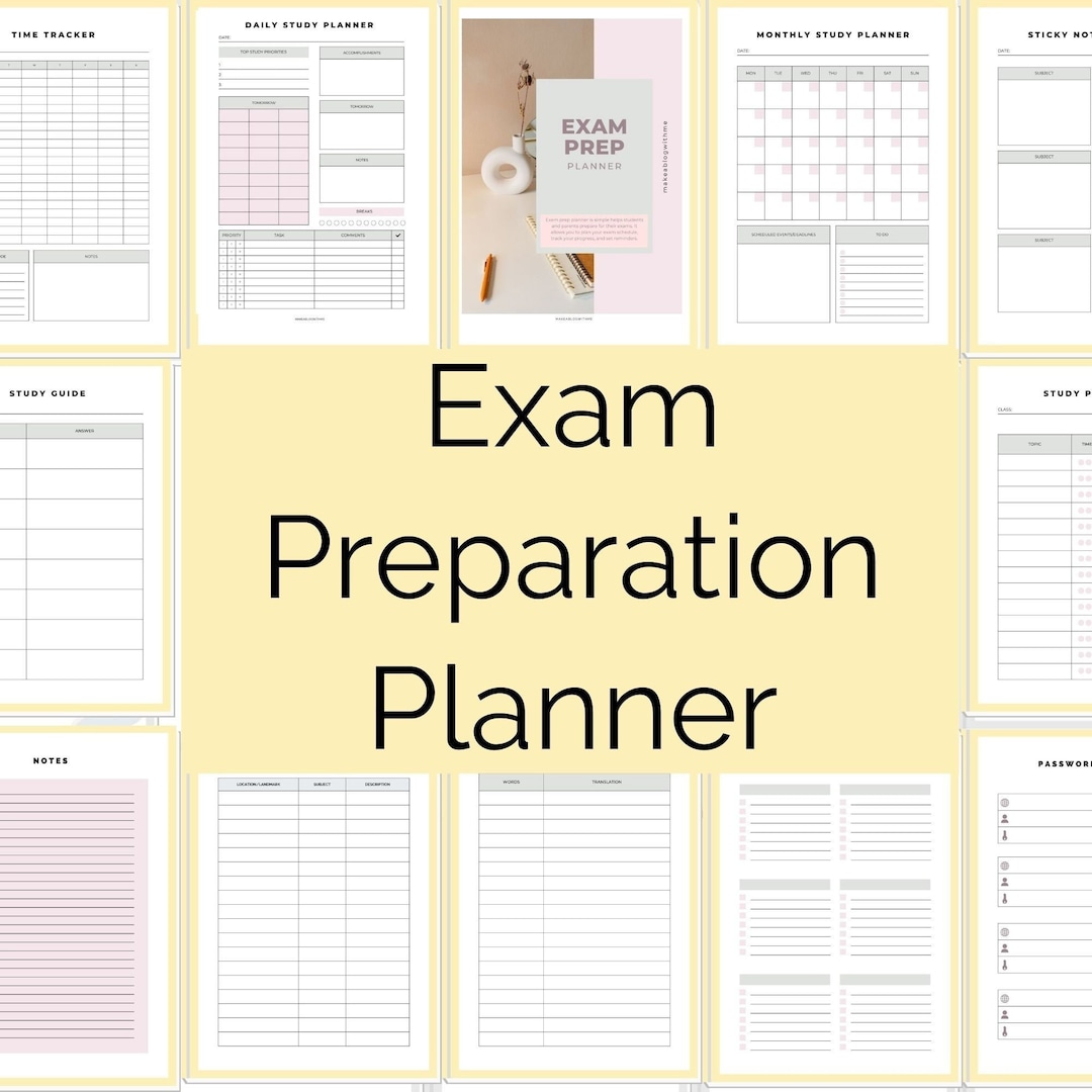 Printable Student Planner, Printable Exam Preparation Planner, College