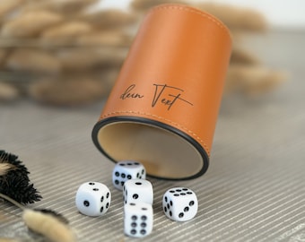 Dice cup with engraving including 5 dice / personalized gift