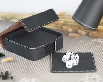 Dice mats in a set of 8 with your desired engraving Game night dice case