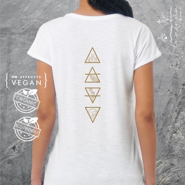 Four Elements Avatar, Fire Earth Air Water, Sacred Geometry, Katana shirt, Wicca Symbols Shirt, Yoga T-Shirt