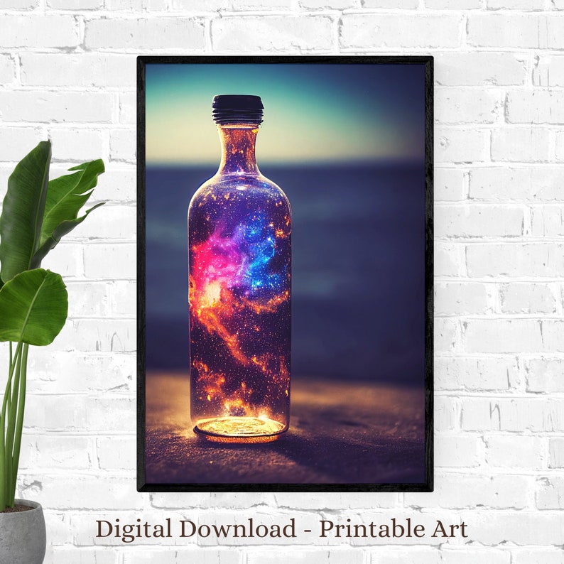 Universe in a Bottle Printable Wall Art Unique Bottle Art Etsy