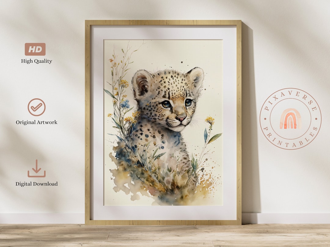 Baby Cheetah Wall Art Print ~ Safari Theme Nursery ~ Printable Digital ...