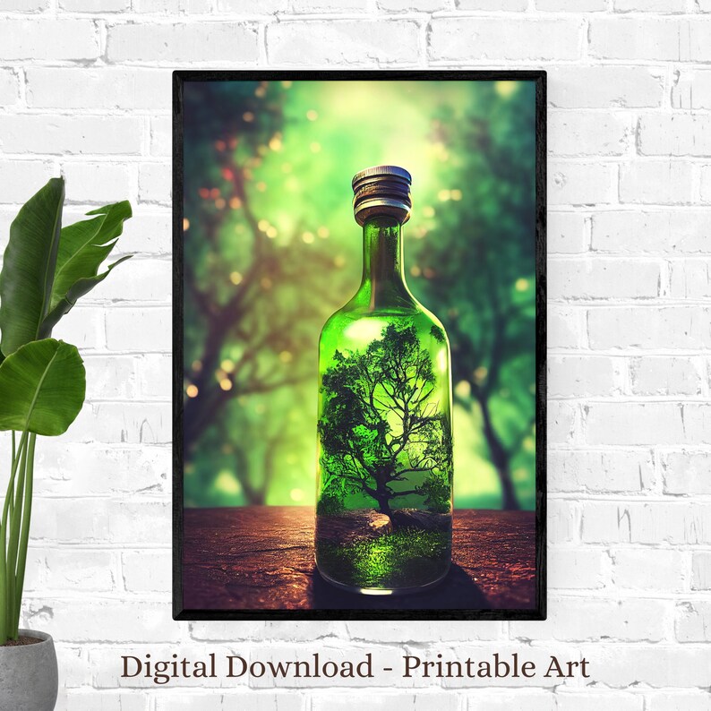 Tree in a Bottle Printable Wall Art Unique Bottle Art - Etsy