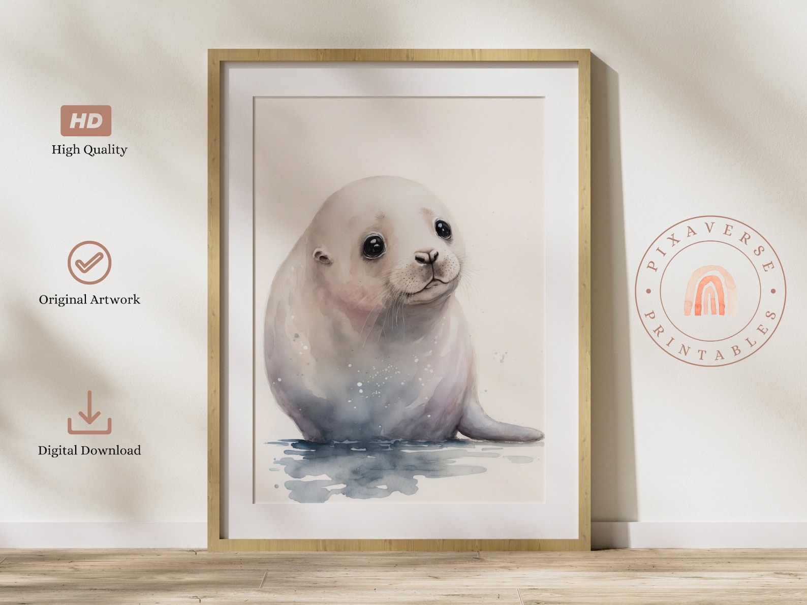 Baby Seal Wall Art Print Arctic Nursery Printable Digital Etsy