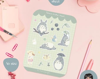 Cute Totoro sticker sheet,A6 size soft pastel stickers, kawaii stationery, handmade