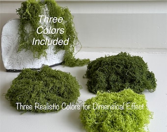 Musgo artificial realista / Tres tonos de verde para mayor profundidad / Estilo "hebra corta" / Envío desde EE. UU.