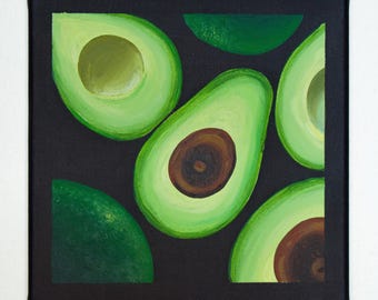 Avocado | Original Acrylic Painting | Feminist Pop Art | 8x8 Canvas