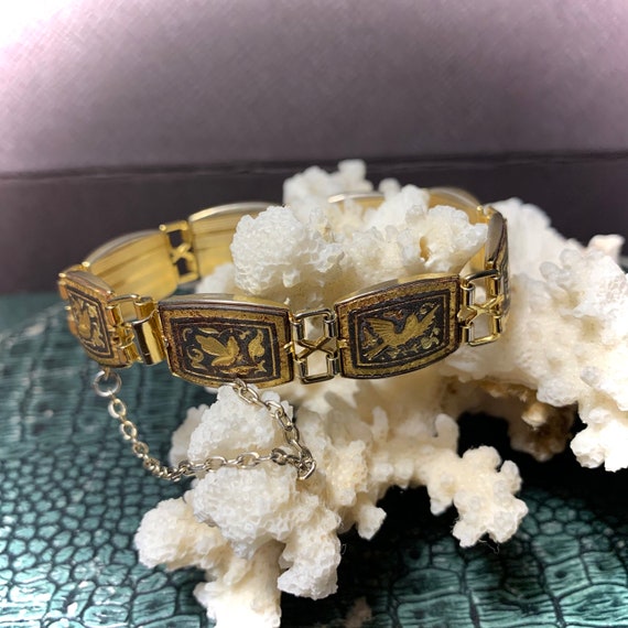 Damascene Bracelet Size: M/L - Link Bracelet 24k … - image 3