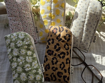 Étui Lunettes de Vue et Soleil 9x18 cm, Protection Moelleuse, Fait Main & Pièce Unique Coin Arrondi Style Original, idée cadeau