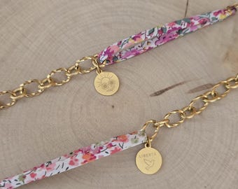 Bracelet demi liberty, bracelet fait main, personnalisée doré ou Argenté en acier inoxydable, cadeau pour elle