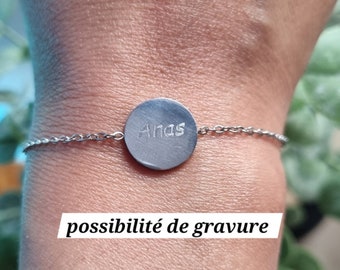 bracelet argenté ou doré, en acier inoxydable, personnalisable, cadeau pour elle