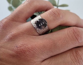 Bague Texturé à graver, bague personnalisable, en acier inoxydable et réglable, cadeau pour elle, cadeau pour maman