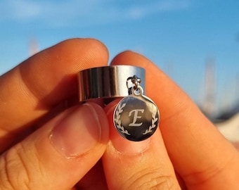 Bague médaille à graver, bague personnalisable, en acier inoxydable et réglable, cadeau pour elle, cadeau pour maman