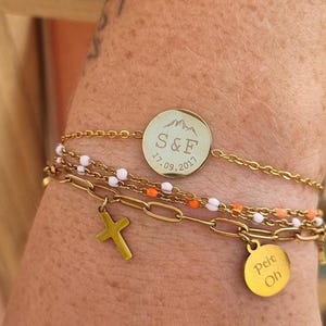 Silver or gold stainless steel bracelet, customizable, gift for her, gift for mom image 4