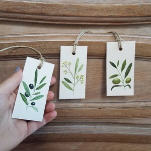 Olive-serie, set van 3 handgeschilderde aquarel cadeaukaartjes (NIET PRINT), handgemaakte cadeaukaartjes, bloemen cadeaukaartjes. Kerstcadeaukaartjes