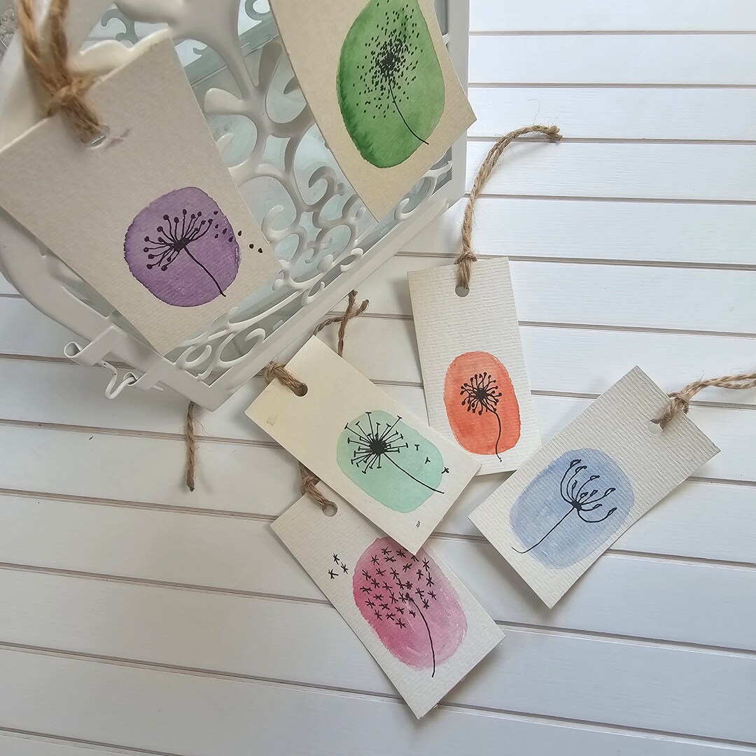 Set of 6 Watercolour Gift Tags NOT PRİNT, Handmade Gift Tags, Wedding ...