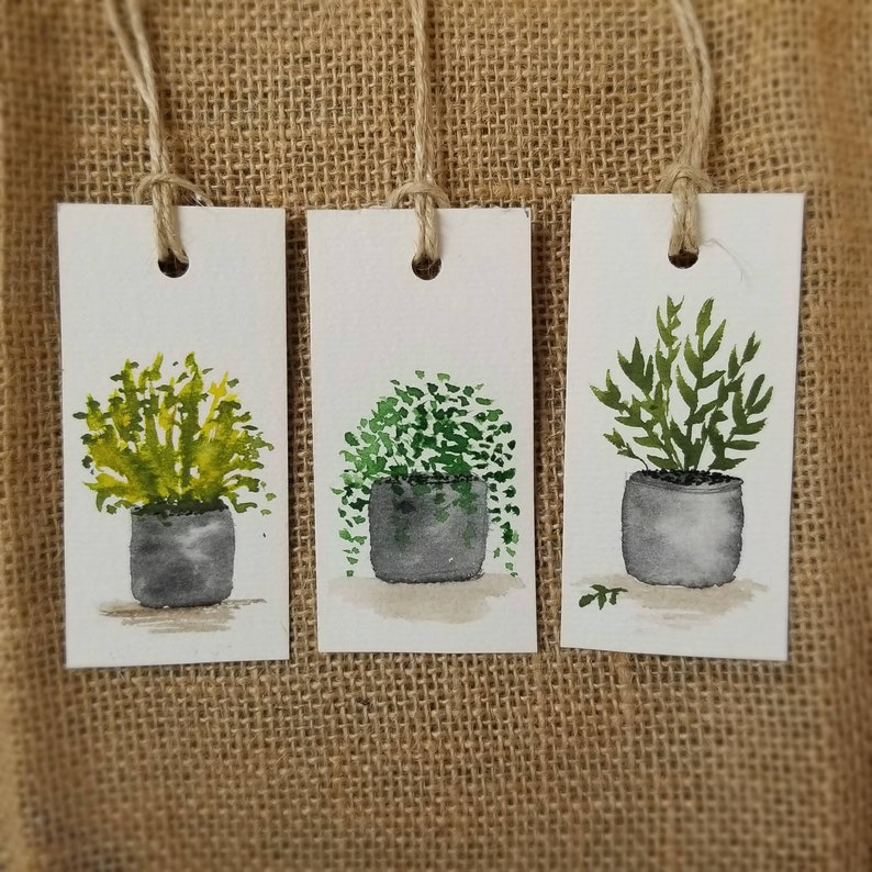 Set of 3 watercolour gift tags, handmade gift tagsNOT PRINT image 2