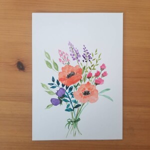 Cartão de dia dos namorados em aquarela, cartão de aniversário, pintura em aquarela feita à mão, (NÃO IMPRIMIDO)