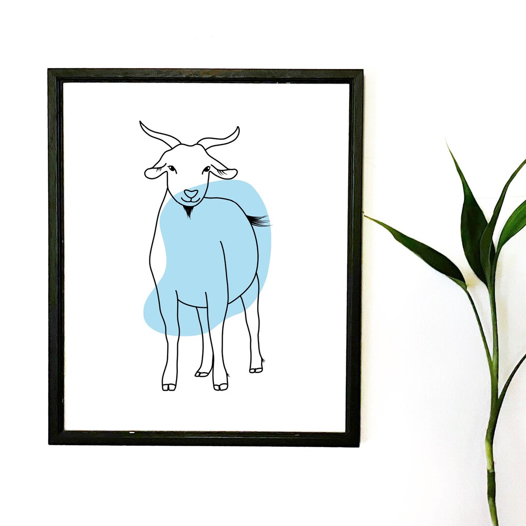 Goat Wall Art Printable Farm Animal Line Drawing Minimalist Etsy
