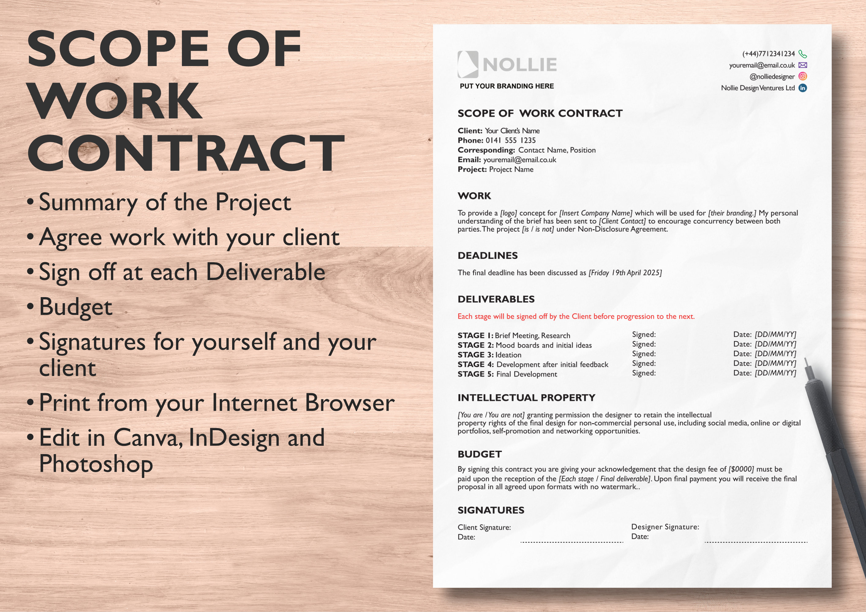 Scope of Work Contract Template, SOW Design Example, Procurement