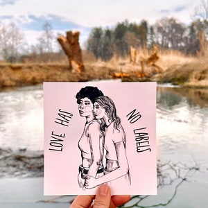 Postkarte „Love has no labels “ 148x148, Postkarte, Illustration, Illustrierte Postkarte, Deko