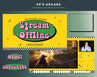 Paquete de transmisión de arcade retro de los 90 / Twitch, Kick, YouTube (Descarga digital)