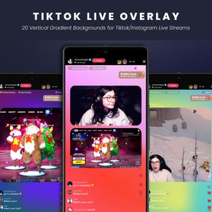 20 Basic Gradient Vertical Static Overlays Pack | TikTok/Instagram Live Stream Overlay | Fullscreen or Gaming | Gameplay/Webcam Overlay