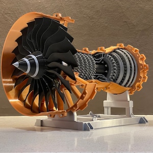 Jet-Turbofan-Flugzeugtriebwerk | 3D Gedruckt | Geschenk | Bürodekor | Kinetische Skulptur | Schreibtisch | Luftfahrt Dekor | Geschenk für Sie und Ihn | Turbine