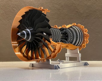 Jet Turbofan Aircraft Engine | 3D Printed | Gift | Office Dècor | Kinetic Sculpture | Desktop | Aviation decor | Gift for Him/Her | Turbine