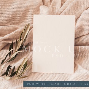 5x7 Wedding Invitation Mockup a Minimalist Card Mockup for template designs, instant download PSD smart object mockup, and JPEG mockup