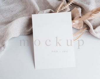 Card mockup, 5x7 wedding mockup, stationery mockup, empty white card, boho greeting card mockup, minimalist mockup smart object | JPEG 0010