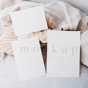Hochzeits-Set Mockup, elegantes Boho-Hochzeits-Set Mockup, Karten-Mockup, Hochzeits-Mockup, mehrere Karten-Pakete Mockup, Einladungs-Mockup, PSD, 0010