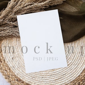 Boho greeting card mockup, 5x7 mockup, Wedding mockup, Card mockup, blank paper mockup, Invitation mockup, boho mockup, psd, Jpeg mockup