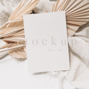 Hochzeit Mockup, Boho Karten Mockup, Einladung Mockup, 5x7 Papier Mockup, PSD Mockup für Papier Briefpapier, Jpeg Mockup, weiße Karte Mockup, 0019