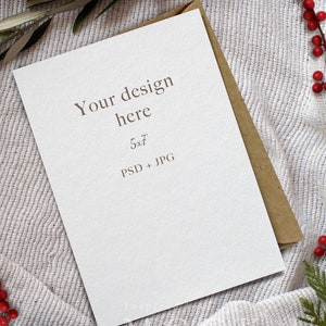 Weihnachtsgrußkarte Mockup, Weihnachtsbriefpapier Mockup, Weihnachtskarte Mockup, Karte mit Umschlag Mockup, Weihnachts Mockup für Karten, Karten Mockup