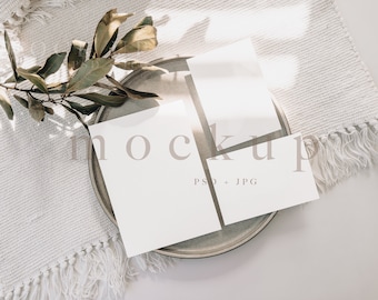 Wedding Invitation suite mockup, Invitation Set Mockup, Minimalist Wedding Invite Mockups, Card Suite mockup, Simple White Card Mockup  0027