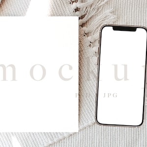 Einladen und Smartphone Mockup, Digitales Einladung Mockup, Handy Mockup, minimales Smartphone Mockup und Karten Mockup, Phone Evite Mockup