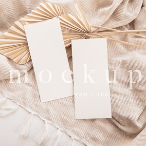 Programm Mockup, Boho Hochzeit Mockup, doppeltes Programm Mockup, 4x9 Mockup, Menü Mockup, Etsy Eintrag Mockup, Doppel Einladung Mockup, 0010