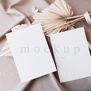 Boho dubbele kaart mockup, Wedding set mockup, 5x7 kaart mockup, boho mockup, bruiloft uitnodiging mockup, Card suite Mockup, PSD | JPG 0010