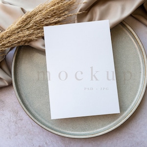 Minimalistische bruiloft mockup, 5x7 papieren trouwkaart mockup, 5x7 mockup, RSVP mockup, lege witte kaart, wens mockup, slim object JPEG 0010