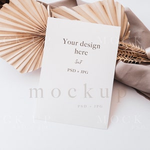 5x7 Mockup, Hochzeit Mockup, minimalistisches Papier Mockup, Einladung Mockup, Hochzeitseinladung Mockup, Babyshower Mockup, Boho Mockup psd 0010