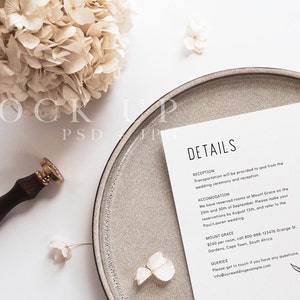 Wedding invitation mockup, Wedding place setting mockup, table menu mockup, White paper mockup, Menu mockup, Elegant wedding invite mockup