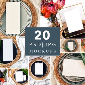 20 Hochzeitsmockup-Paket | Karte Briefpapier Mockup Vorlagen | Mockup Bundle-Packung | 20 Mockups enthalten | PSD Smartobjet und Jpg | Herunterladen